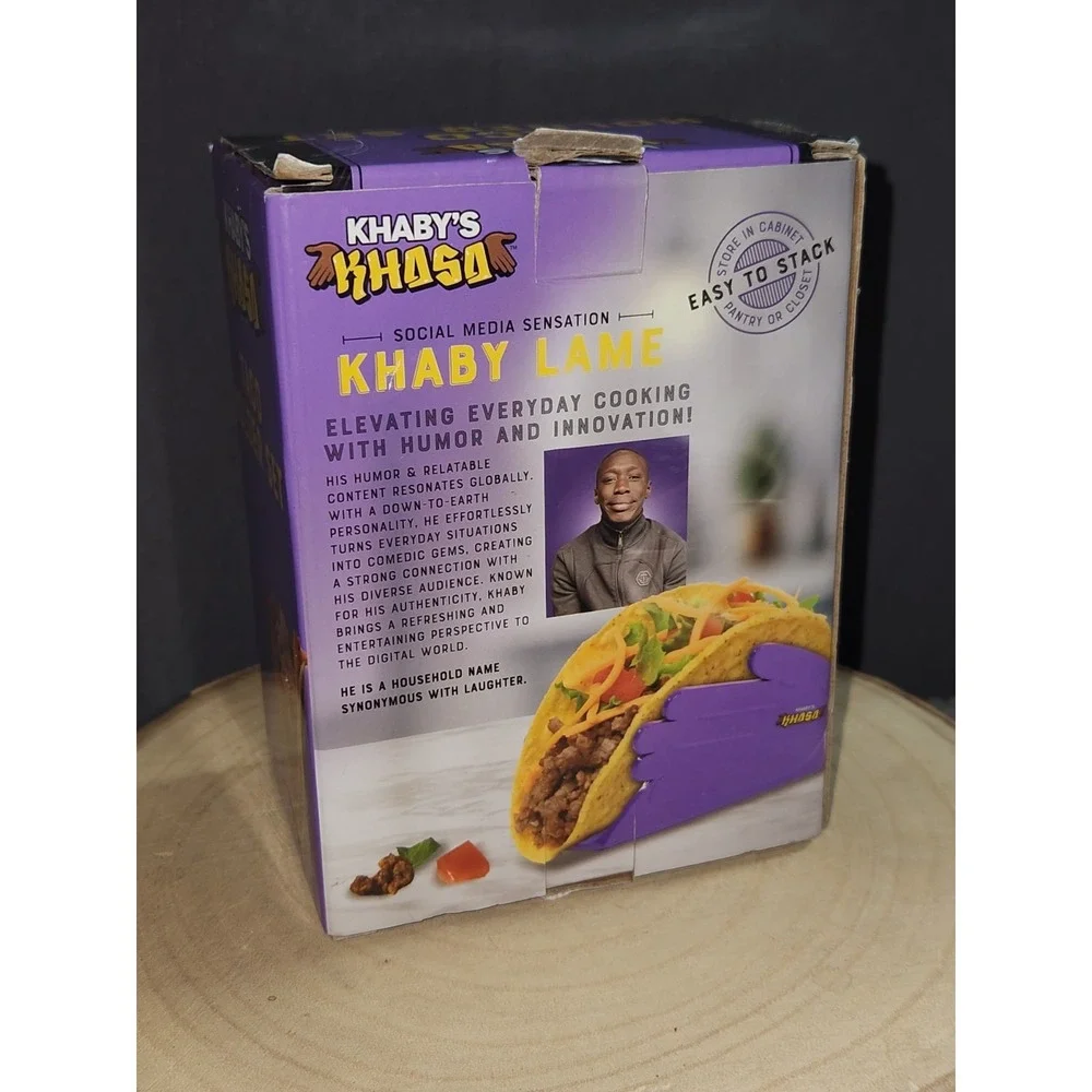 Khaby Lame Purple Taco Holder Set, Dishwasher &‎ Microwave Safe Plastic, 4-Pack